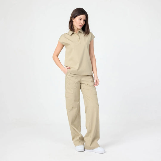 Freya bol paça scrub pantolon marl bej; kargo cepli
