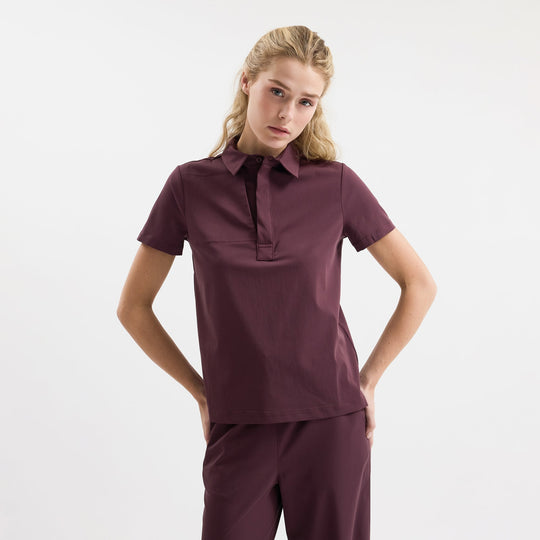 Chicory kısa kollu scrub üst, yakası düğmeli polo kesim