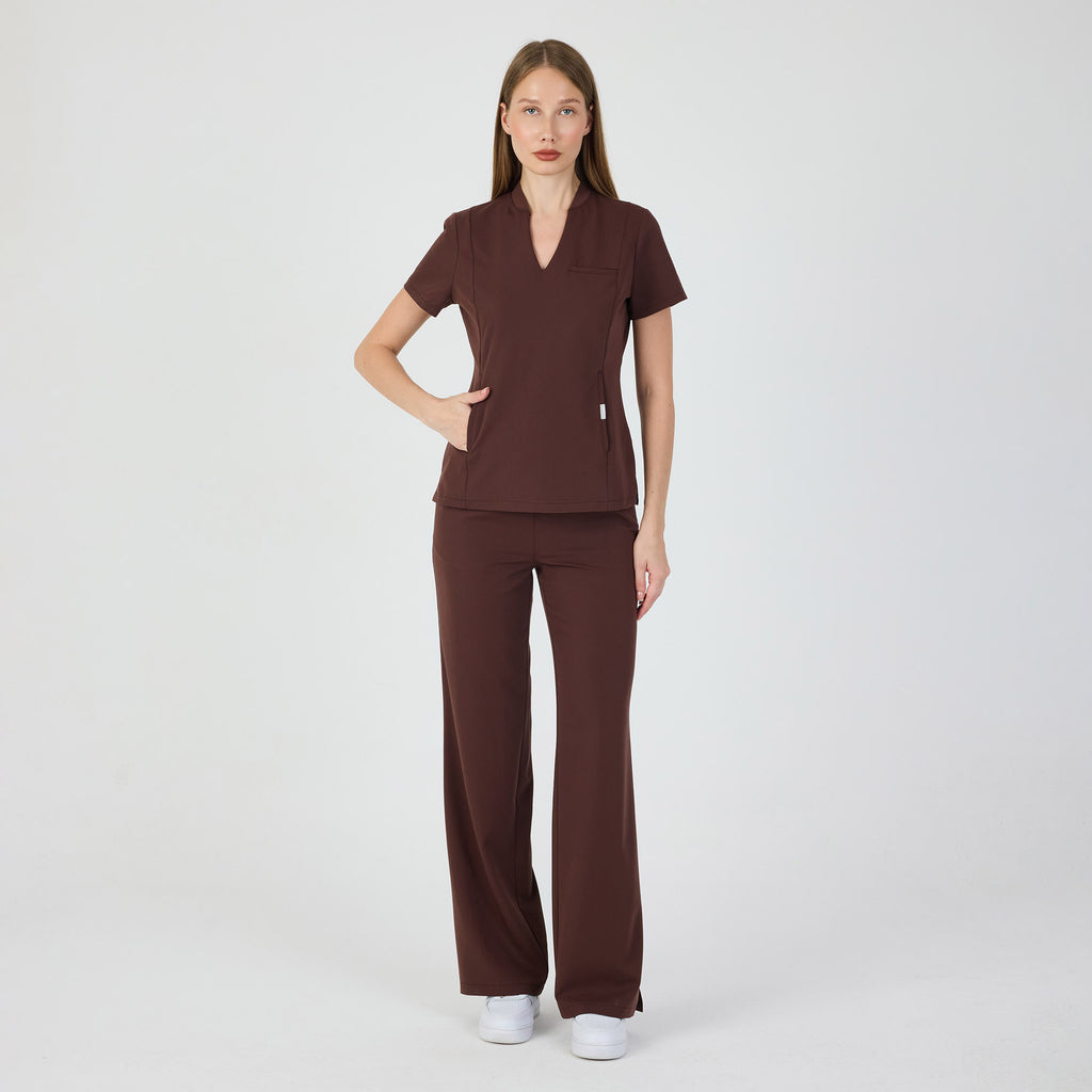 Chicago Beli Lastikli Scrub Pantolon Cocoa