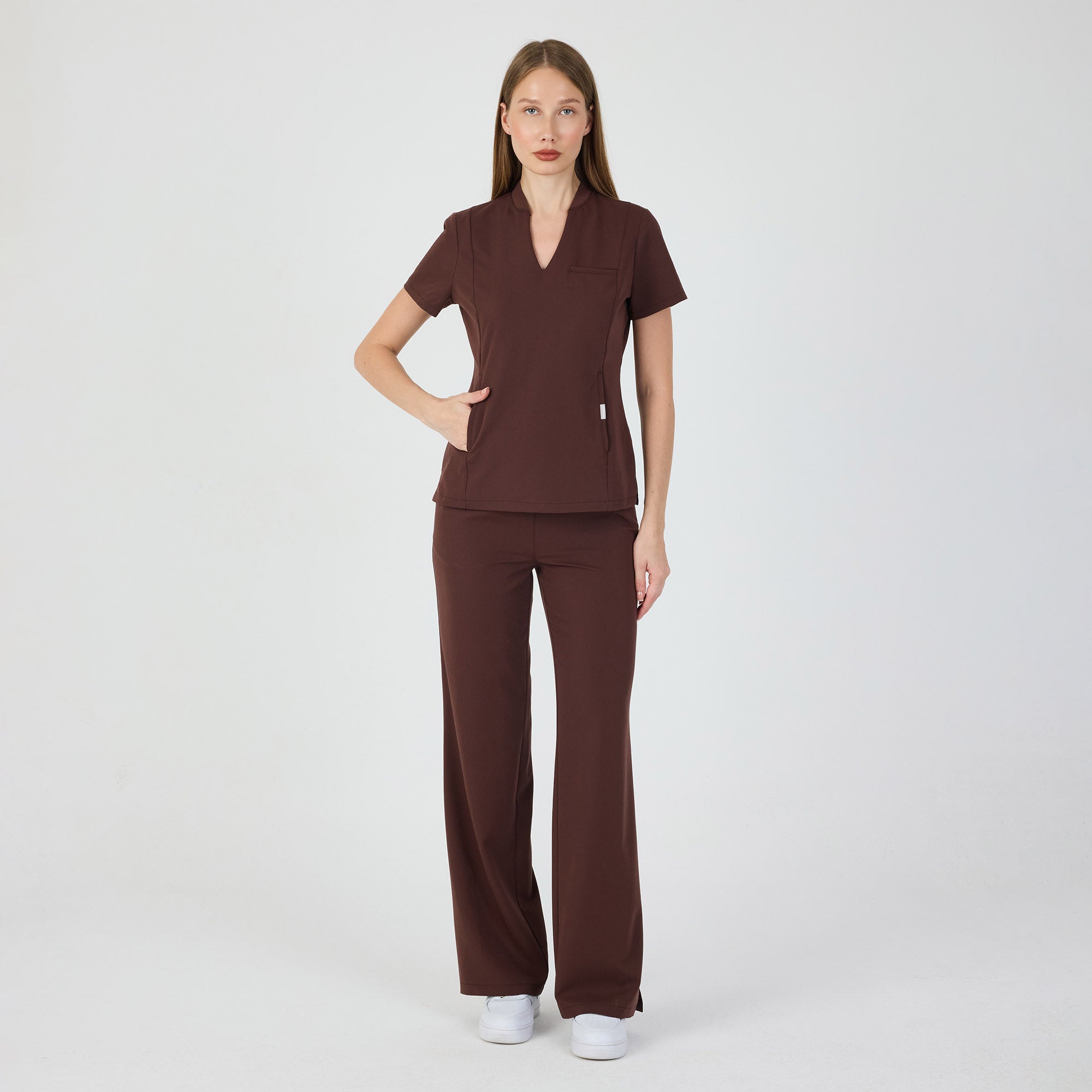 Chicago Beli Lastikli Scrub Pantolon Cocoa