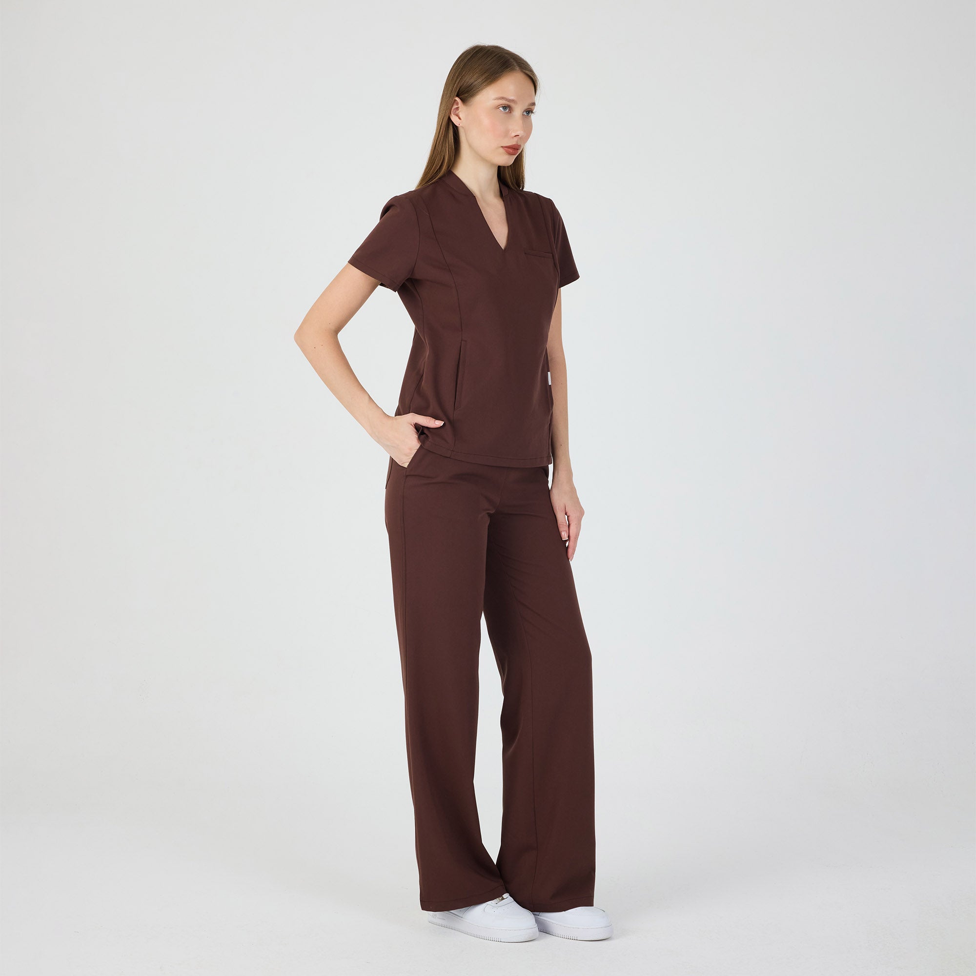 Chicago Beli Lastikli Scrub Pantolon Cocoa