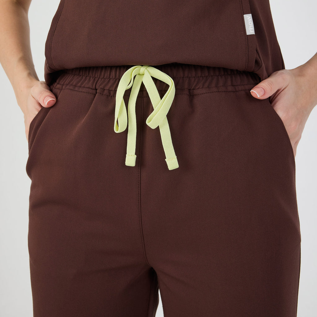 Chicago Beli Lastikli Scrub Pantolon Cocoa
