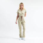 Sunray Slim Scrubs tulum, Marl; V yaka kısa kollu, bağcıklı bel.