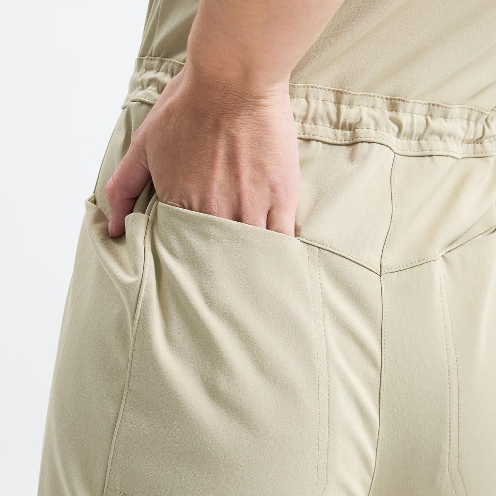 Sunray Slim Scrubs tulum Marl; yan cep ve elastik bel lastiği detayı.