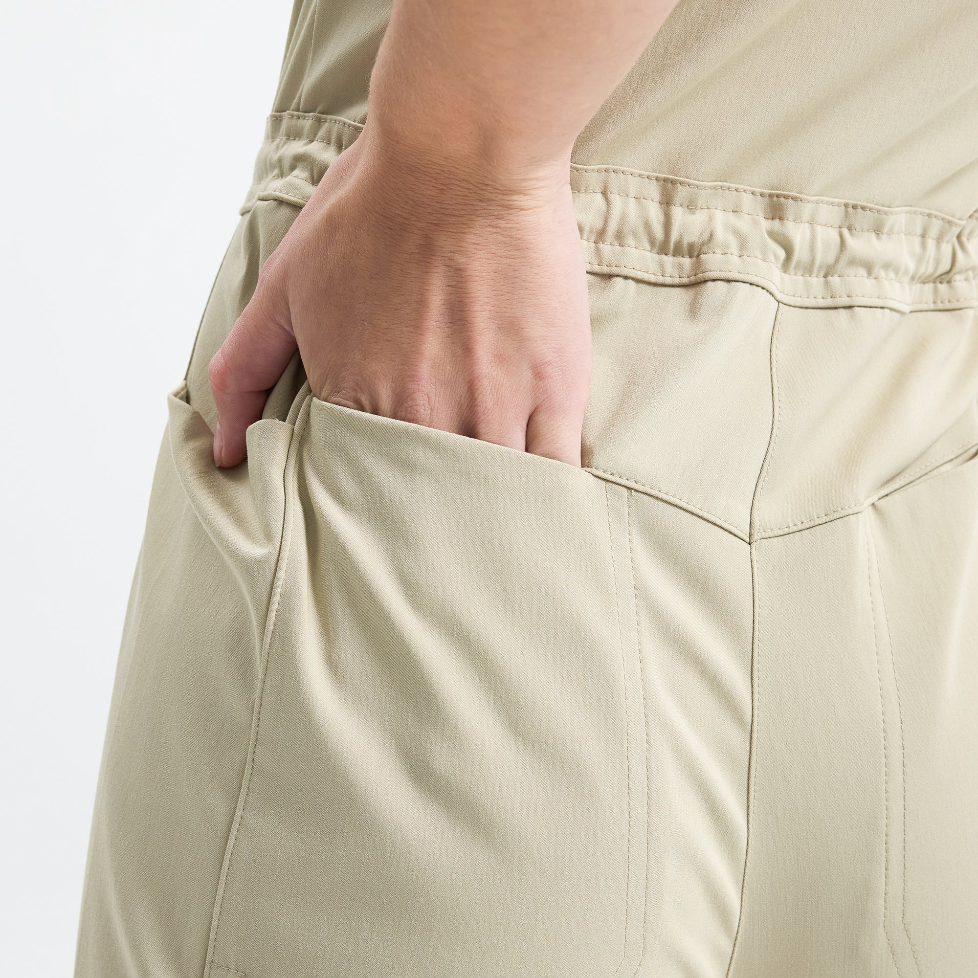 Sunray Slim Scrubs tulum Marl; yan cep ve elastik bel lastiği detayı.