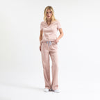 Rose Tokyo beli lastikli scrub pantolon, düz paça ve bol kesim