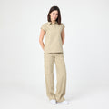 Pulse Polo Marl T-shirt in light beige; polo collar and button placket