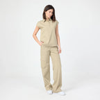 Pulse Polo Marl T-shirt in light beige; polo neck with front button placket