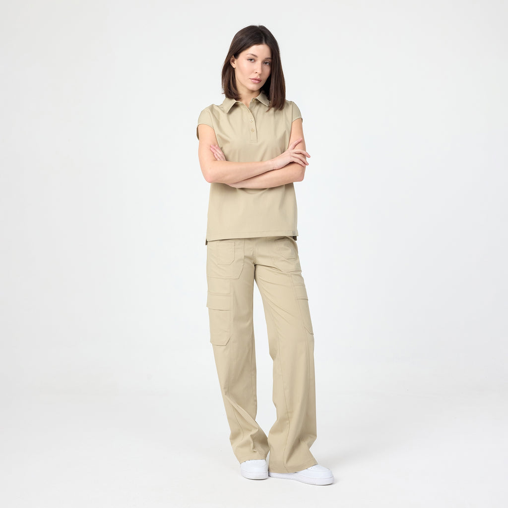 Pulse Polo Marl T-shirt, light beige, polo collar with short sleeves