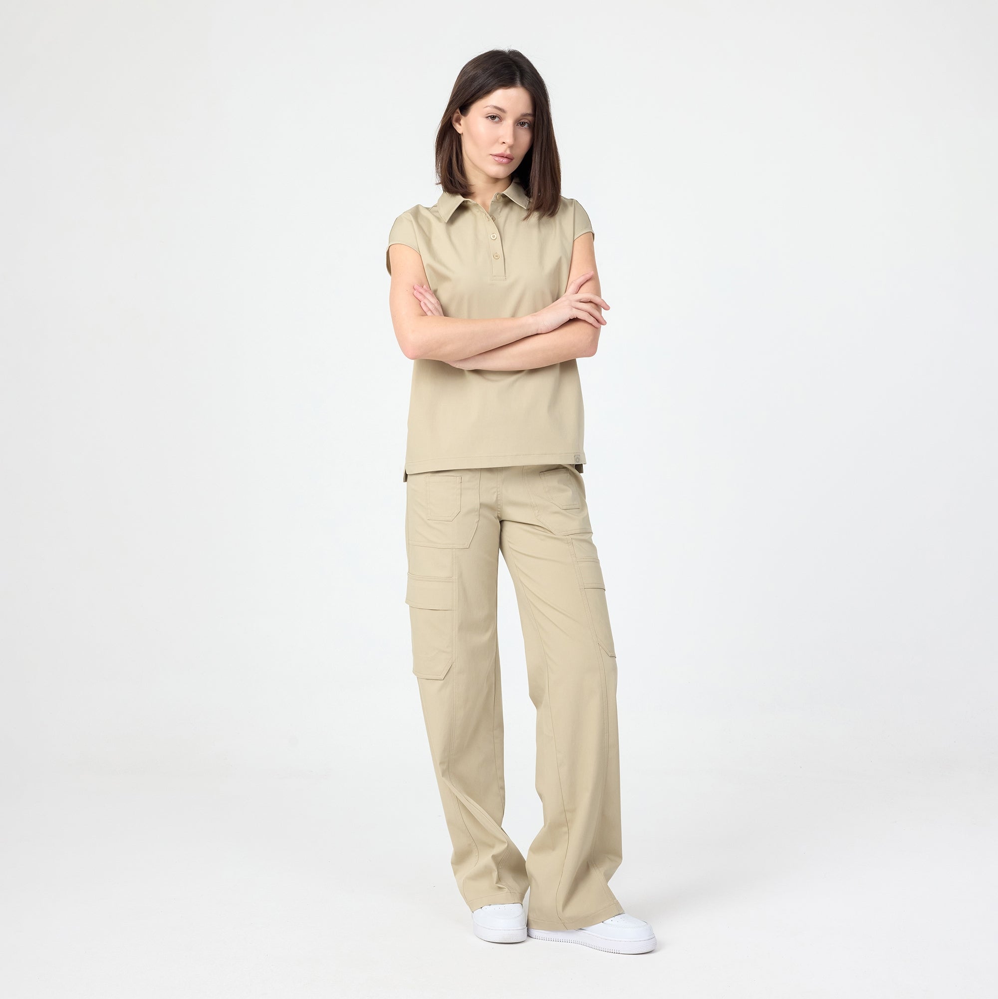 Pulse Polo Marl T-shirt, light beige, polo collar with short sleeves