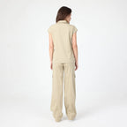 Pulse Polo Marl T-shirt in light beige, back view with short sleeves