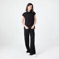 Black Pulse polo T-shirt with short sleeves, button placket and flat collar