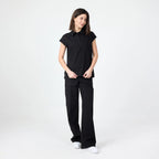 Black Pulse polo T-shirt with short sleeves, button placket and flat collar