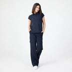 Navy polo T-shirt, short sleeves and 2-button placket