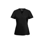 Siyah Soleil Scrubs üst: V yaka kruvaze ve kısa kollu