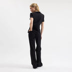Siyah Chicago scrub pantolon; arka görünüm, lastikli bel ve düz paça