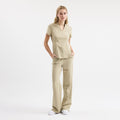 Chicago scrub pantolon, beli lastikli, açık marl renk, geniş paça
