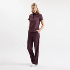 Chicory bordo scrub pantolon, düz paça ve geniş bacak formu