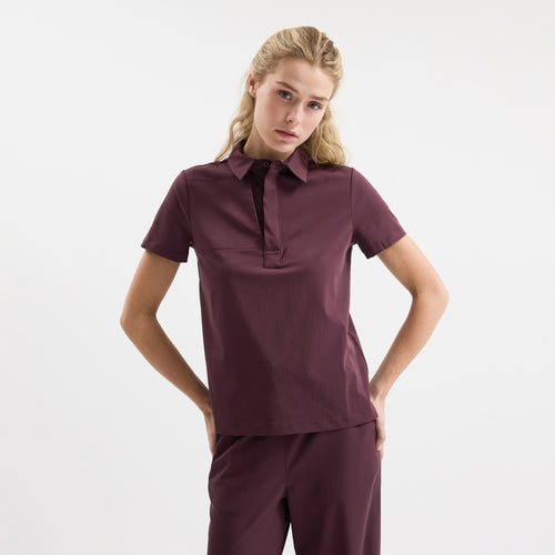 Chicory kısa kollu scrub üst, yakası düğmeli polo kesim