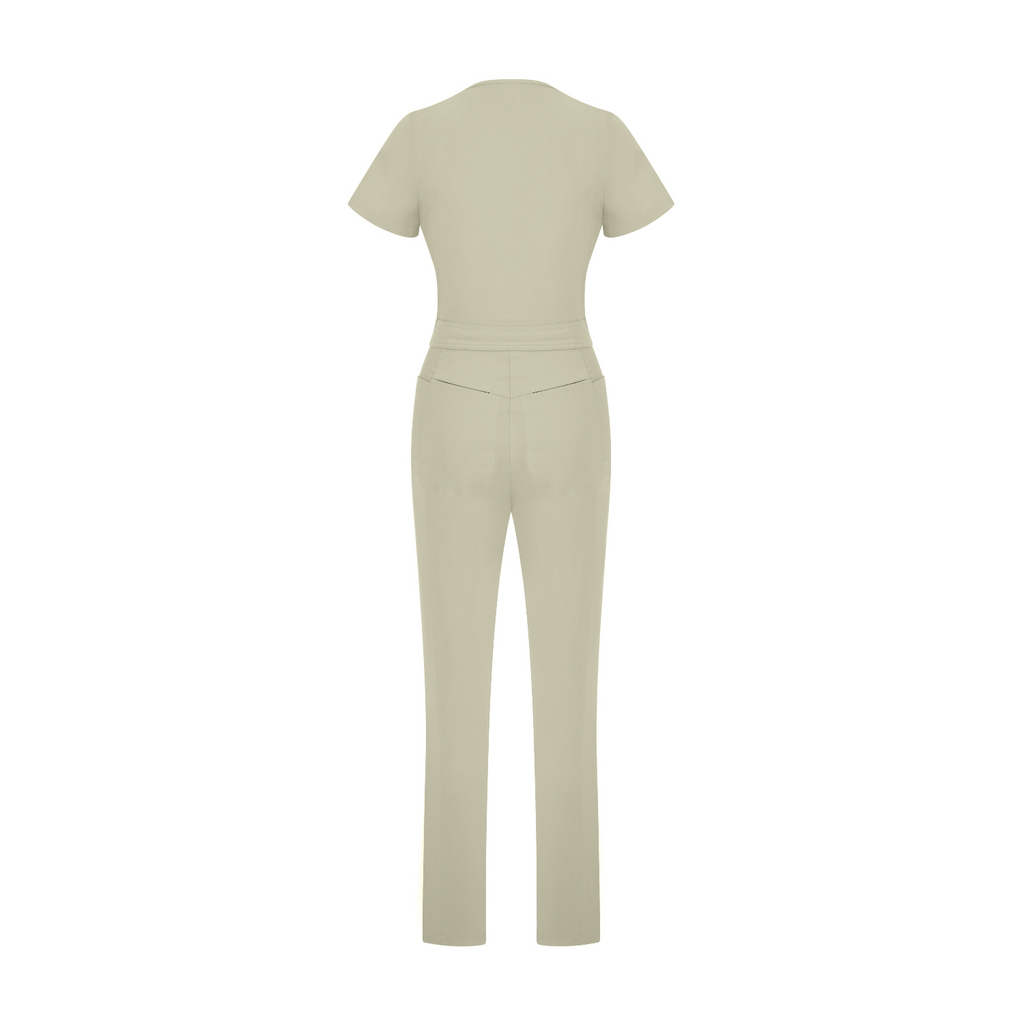 Sunray Slim Scrubs tulum Marl; arkadan görünüm, kısa kollu düz paça.