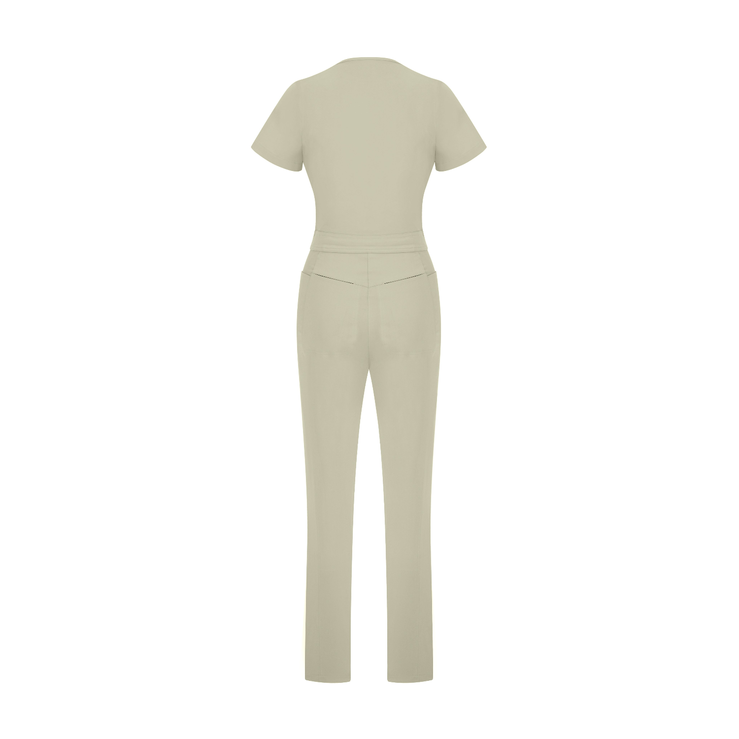 Sunray Slim Scrubs tulum Marl; arkadan görünüm, kısa kollu düz paça.