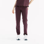 Chicory slim scrub pantolon; diz boyu dar form, yan cep ve paça