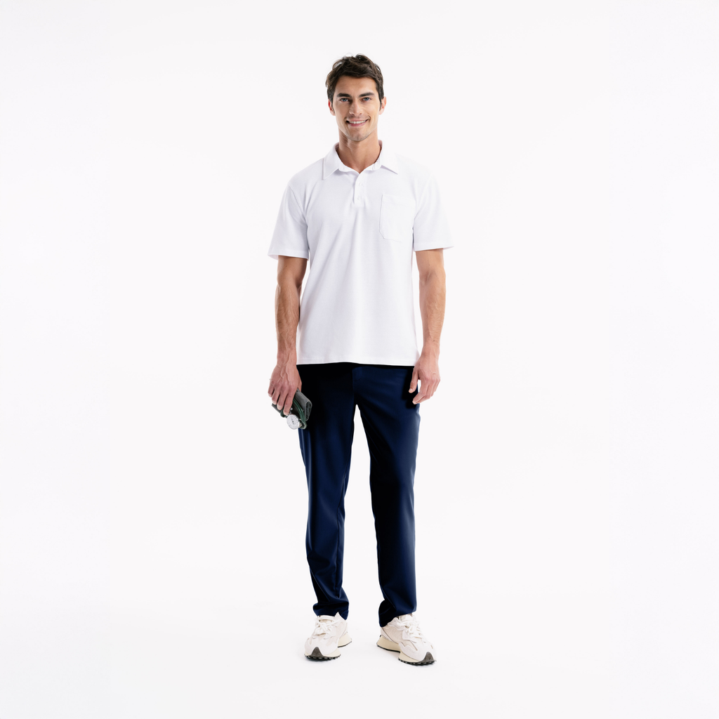 Dylan Slim lacivert scrub pantolon, dar paça ve cep detaylı