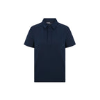 Enzo scrub üst (navy), önden patlı polo yaka, kısa kol.