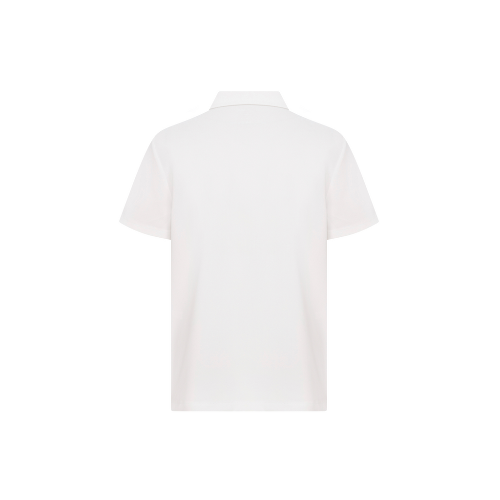 Enzo kısa kollu beyaz scrub üst; sırt görünümü ve yaka hattı