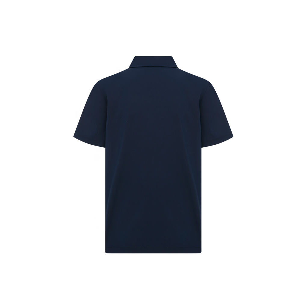 Enzo scrub üst (navy) arka görünüm, kısa kol.