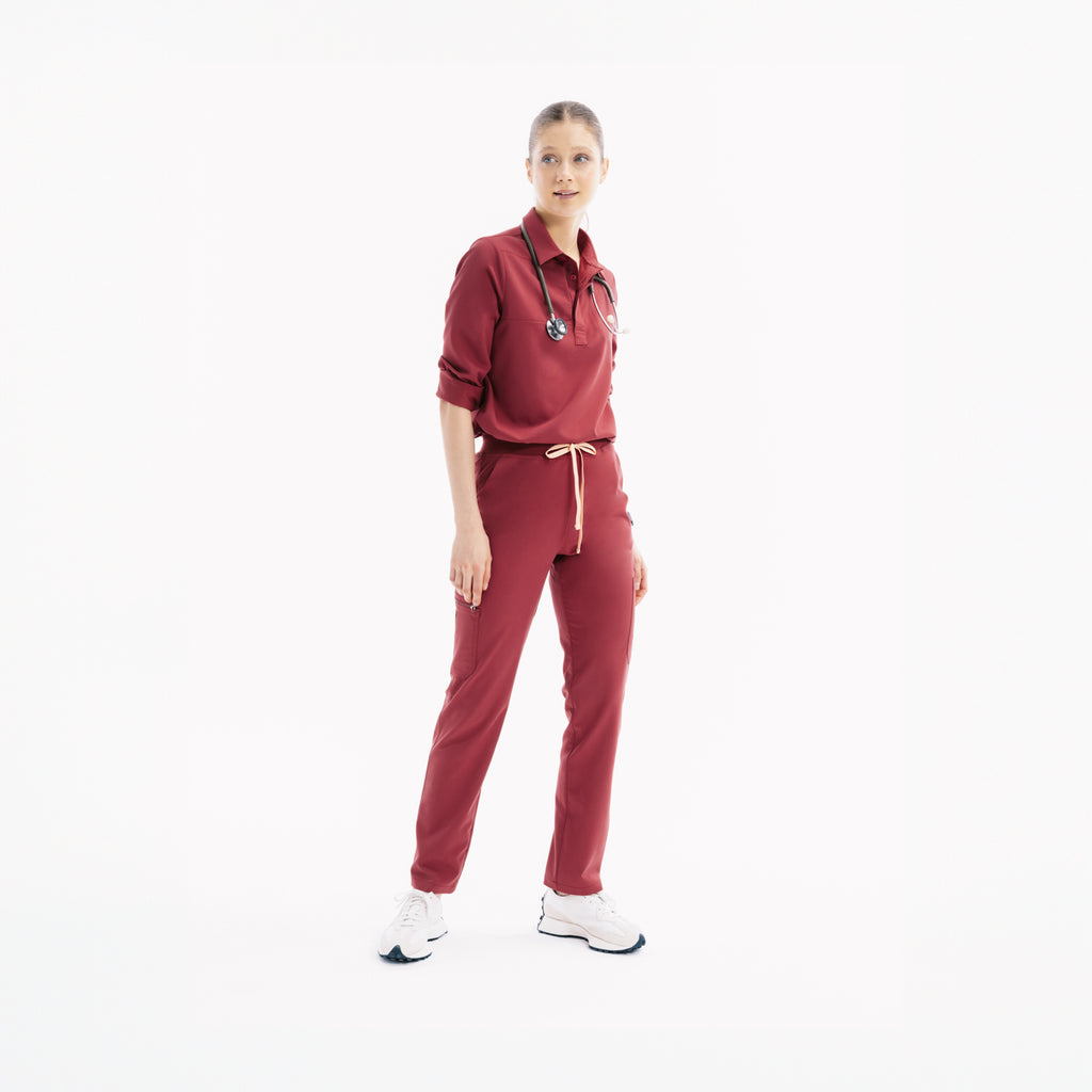 Rhow Shop Chili slim scrub pantolon; yan kargo cep, dar oturuş