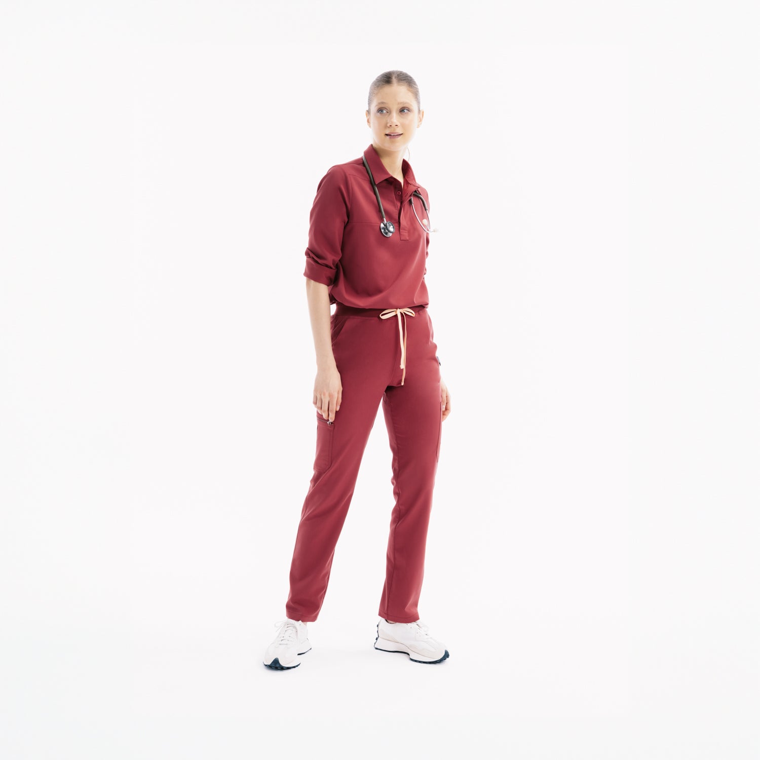 Rhow Shop Chili slim scrub pantolon; yan kargo cep, dar oturuş