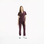 Chicory slim scrub pantolon; kısa kollu üstle birlikte, düz paça