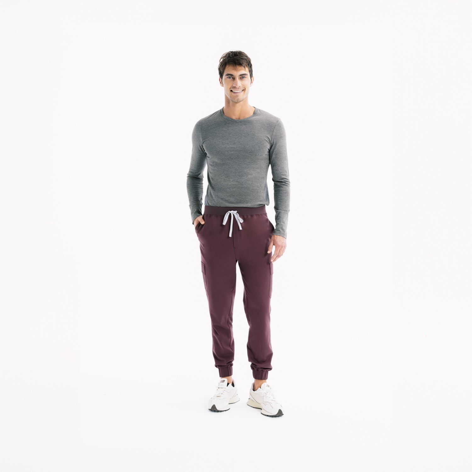Harbor jogger scrub pantolon, Chicory; yan cepler ve bilekten lastik