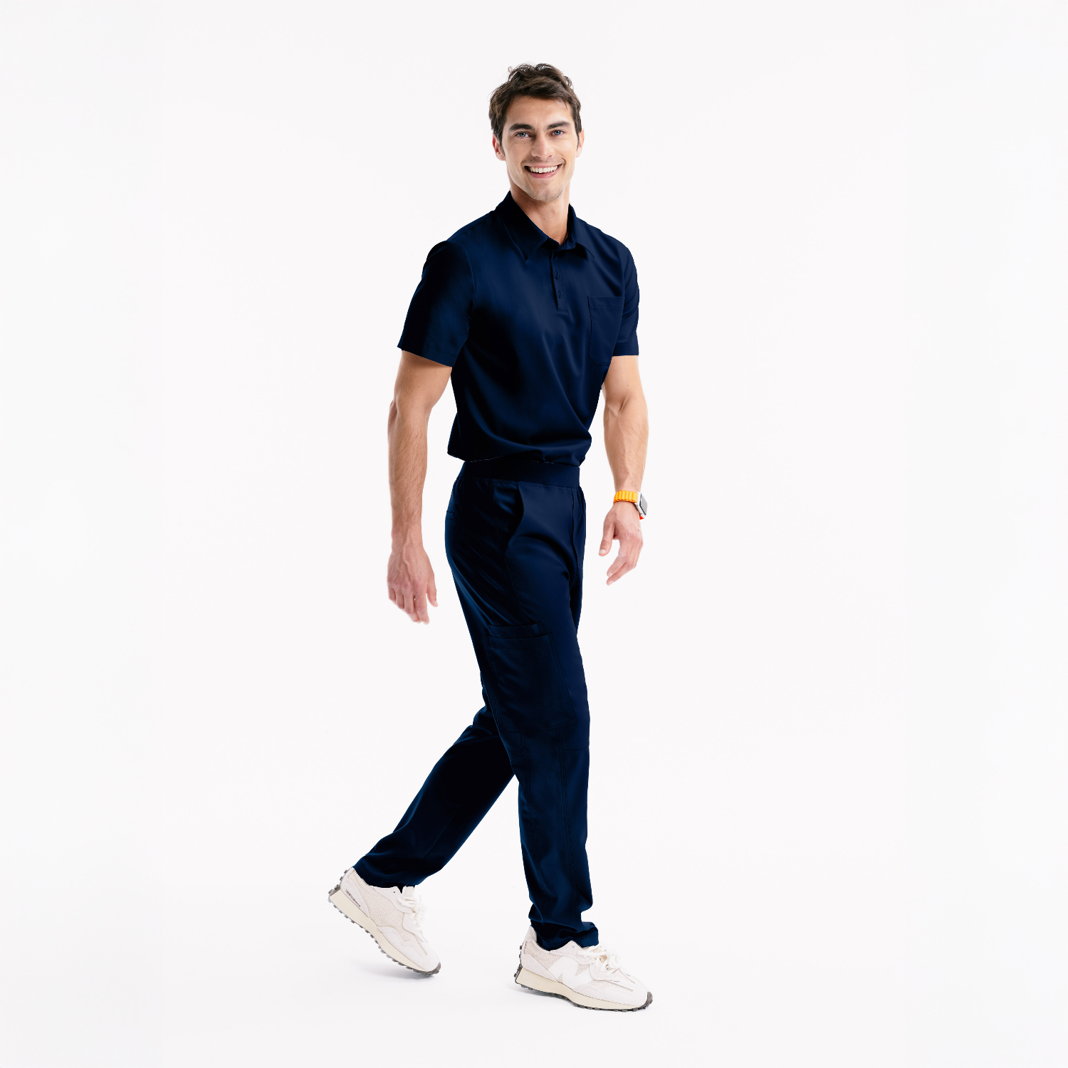 Bowie kısa kollu navy polo forma, kısa kollu ve ön düğmeli yaka