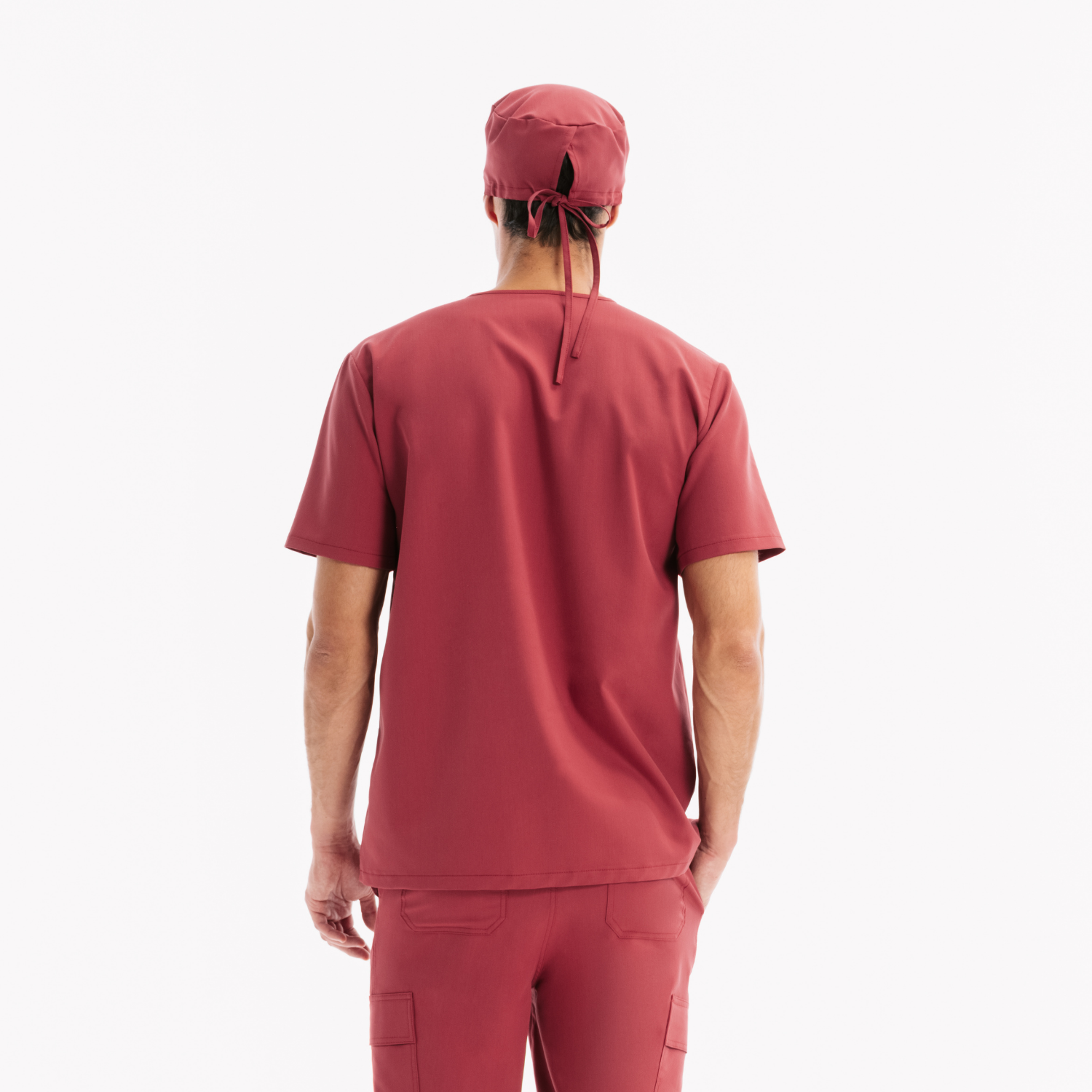 Chili scrub top with back ties and short sleeves